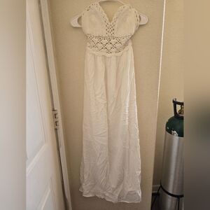NWT Lilbetter White Crochet Bodice Boho Maxi Dress | S